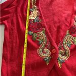 Herman Geist VTG  Embroidered Cardigan Floral Beaded Sweater Red Large Boho Rose Photo 6
