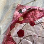 Vintage Style Pink Red Rose Floral Square Scarf Satin Bandana Head Hair Wrap Photo 3