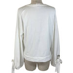 Forever 21 White oversized sleeve tie sweatshirt  size small crew neck relaxed fit Photo 3