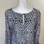Fun2Fun  Women's 3/4 Sleeve Top Blouse Bohemian Geometric Tunic Black Size Medium Photo 10