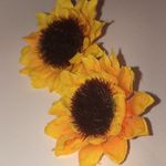 Sunflower Fabric Floral Vintage Retro Flower Pierced Earrings Yellow Photo 3