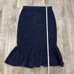 Maeve Anthropologie  Nell Flounced Midi Skirt Navy Blue Size Small Velvet Stretch Photo 3