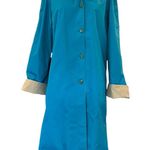 Forecaster of Boston Vintage Reversible Blue Tan Trench Coat Coastal Size 16 Photo 0