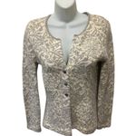 Coldwater Creek  Wool Angora Tailored Cardigan Sweater Sz XS Gray Cream Snowflake Photo 0