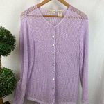 Apostrophe  Lavender Crochet Button Front Long Sleeve Cardigan Sweater 1X Photo 3