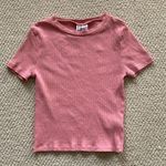 H&M NEW Ribbed Crop Top T-Shirt Pink Salmon Baby Tee Size Small S Bodycon NWOT Photo 0