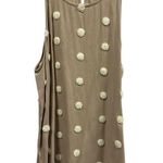 Blu Pepper Tan White Rayon Swiss Dot Spaghetti Strap Sleeveless Tank Top Small Photo 5