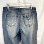 Cato  Size 14‎ Capri Jeans Cropped Blue Distressed Paint Splatter Mid Rise 1143 Photo 7