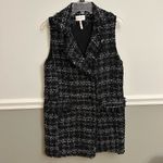 Laundry by Shelli Segal  Black White Tweed Fringe Double Breasted Vest Medium Photo 1
