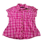 COOGI  Women's 1X Pink Plaid Button Down Western Blouse Rhinestone‎ Bling Photo 0
