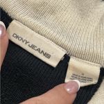 DKNY 90s active fitted 2 tone quarter zip pullover sweater black ivory Ribbed M Photo 11