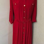 Tahari  Arthur S. Levine Red Roll Tack Up Sleeve Shirtdres 12 Corporate Siren Photo 0