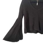 Free People Damsel Flare Sleeve Ribbed Knit Sweater Black Small Photo 2
