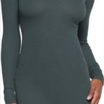 SKIMS  Cotton Rib Long Sleeve Dress Olive Green XS NWT Photo 0