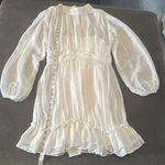 Women’s White Chiffon Long Sleeve Dress Halter Neck Ruffle Hem Size M Size M Photo 9