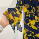 CAbi Midnight Dress Style 4242 Navy Blue Gold Floral Midi Dress Size SMALL Photo 8