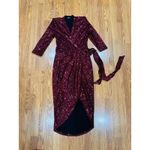 Zhivago Burgundy Sequin Kinsey Wrap Dress Women’s Size 8 Party Cocktail Evening Red Photo 3