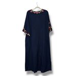 Frances‎ Valentine Navy Charming Caftan Poppy Embroidered Maxi Dress Photo 9