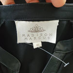 Madison Marcus  Black Silk & Lace Button Down Top Leather Trim XS Photo 7