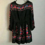 Free People  Age‎ Of Aquarius Boho Black Floral Mini Dress Size 2 NWT Photo 3