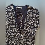 The East Order mini floral dress, long sleeve w/ruffle, plunge neckline, Size L Black Size L Photo 5