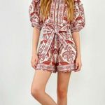 Farm Rio NWT  Tropical Cameo Belted Romper Size XL 100% Cotton Puff Sleeves Photo 0