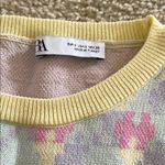 ZARA  Yellow and Pink Crew Neck Sweater Photo 1