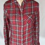 Sandra Ingrish • Size S Button Up Shirt Pockets Plaid Red Multi Casual Collar Photo 1