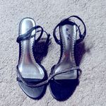 Wild Rose Black Heels with Rhinestone and ankle Straps size 8.5 satin finish Photo 1