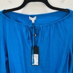Gianni Bini Camilla Blouse Woven Linen Blend Boat Neck Long Sleeve Blue XS NWT Photo 4