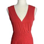 Eddie Bauer Surplice Top Midi Dress S Peach Pink Elastic Waist V Neck Stretchy Photo 1