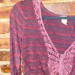 Gimmicks by BKE Gimmicks BKE Tawny Port Red Washed Lace Up Top Women's Size Medium Photo 2