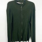 Soft Surroundings  Green Ribbed Long Sleeve Full Front Zipper Jacket, Size Large Photo 0