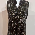 Claudia Richards Women’s Workwear Black/ Brown Polka Dot Sleeveless Collared Blouse Size Medium Photo 0
