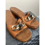 White Mountain  Jem Block Heeled Sandals Size 9 Wooden Brown Cushioned Footbeds Photo 5