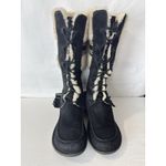 UGG  Women’s Shoreline Boots Size 9 Black Suede Shearling Fringe Lace Up 5755 Photo 2