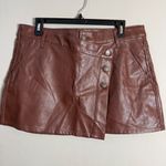We The Free  Free People Wynne Faux Leather Mini Skirt Women's 31 Brown Vegan NWT Photo 3