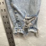 American Eagle Mom Jeans 12 Stretch Distressed Destroyed Chewed Hem Light Wash Photo 4