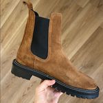 STAUD  Dutch Chelsea Boots Brown Suede with White Stitching Photo 5