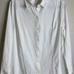 Chico's  3 US XL White Button Front Tuxedo Pleated Top Blouse Preppy Career Office Photo 0