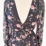 Lulus Lulu’s Fleur-ty Girl Black Floral Print Long Sleeve Babydoll Dress NWOT | XS Photo 4