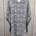 GOOD TIMES Beach Coverup/Caftan Black & White Floral Photo 0