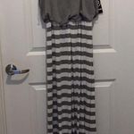 Joe Boxer  Grey & White Striped Maxi Dress Size XL New With Tag Photo 0