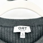 Oat Womens Fall Drop Shoulder Wide Sleeve Ribbed Knit Henley Sweater Size S Gray Photo 1