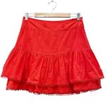 Farm Rio NWT  Ruffled 3-D Pineapple Mini Skirt Size Medium Warm Red Tropical NEW Photo 2
