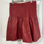 Leifsdottir for Anthropologie Red Leather Smocked Mini Skirt – Size 4 Photo 3