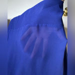 Naked Zebra 🌞 Sheer Royal Blue Full Zipper Back Long Sleeve Blouse. Photo 5
