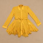Farm Rio NWOT Irregular Ruffles Mini Shirt Dress Long Sleeve Size M Belt Tie Photo 1
