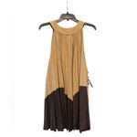 Free People  Pleated Love Metallic Mini Dress Gold Brown Large L  NWT Photo 1