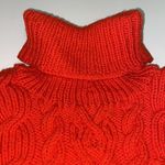 Vintage hand Knit cable knit turtleneck Sweater Fisherman Core C33 Red Photo 4